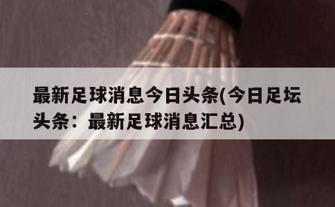 最新足球消息今日头条(今日足坛头条：最新足球消息汇总)